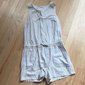 Athleta White & Light Gray Shorts Romper